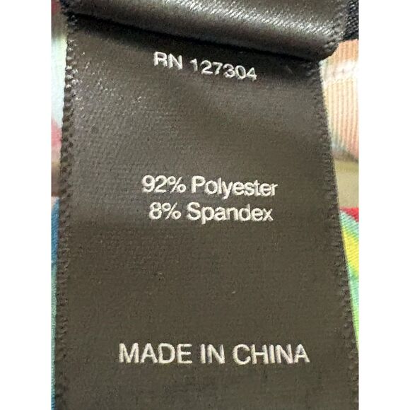 Ali Miles Shirt Womens Large Multicolor Wavy Print Tie Front 3/4 Sleeve - Picture 6 of 6